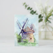 Carte Postale Dessin de moulin à vent (Debout devant)