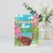 Carte Postale Dessin de Padangbai sur affiche de voyage. (Debout devant)