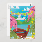 Carte Postale Dessin de Padangbai sur affiche de voyage. (Devant / Derrière)