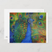 Carte Postale Dessin de paon (Devant / Derrière)