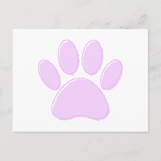 Carte Postale Dessin de patte de chien rose clair mignon (Devant)