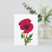 Carte Postale Dessin de pavot rouge (Debout devant)
