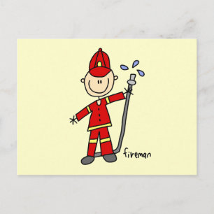 Carte Postale Dessin de pompier bâtonnet
