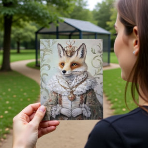 Carte Postale Dessin de portrait de la Reine Baroque Fox Royal
