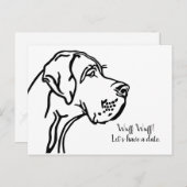 Carte Postale dessin de portrait Great Dane (Devant / Derrière)