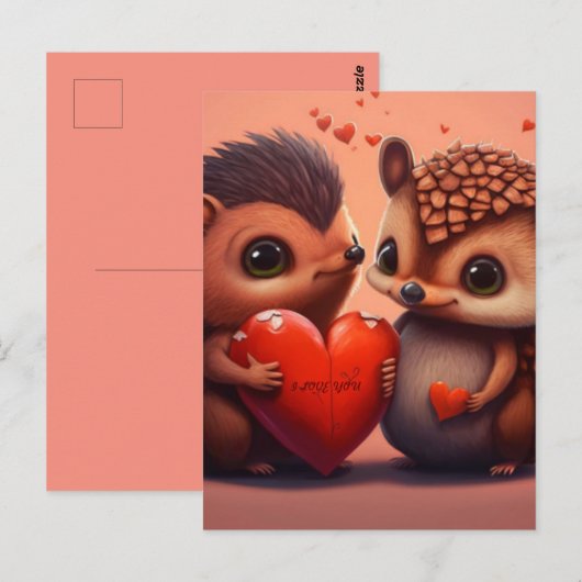 Carte Postale Dessin de Saint Valentin (Devant / Derrière)