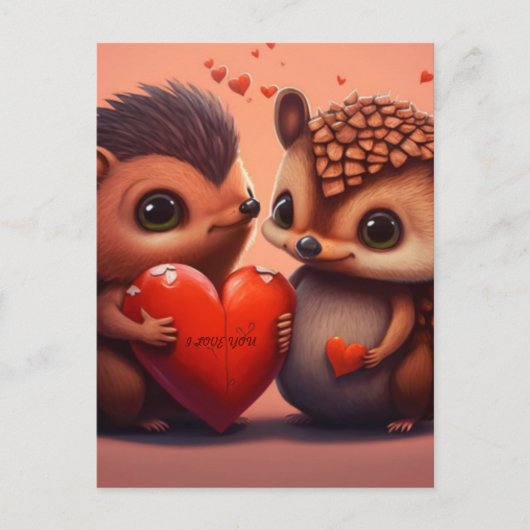 Carte Postale Dessin de Saint Valentin (Devant)