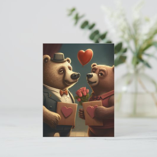 Carte Postale Dessin de Saint Valentin (Debout devant)