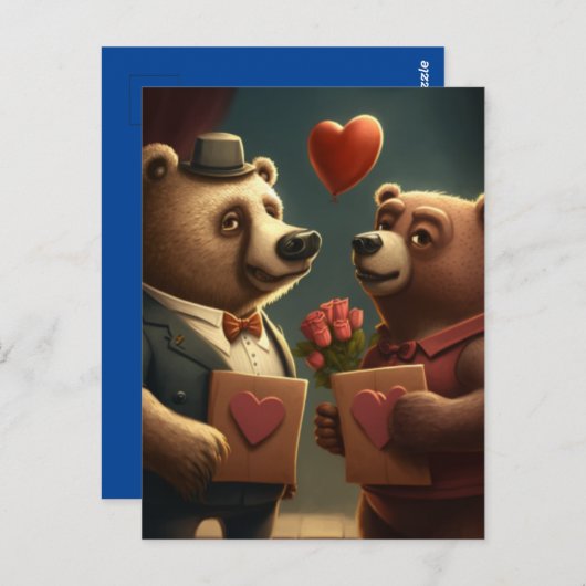 Carte Postale Dessin de Saint Valentin (Devant / Derrière)