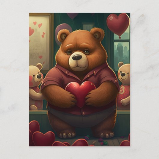 Carte Postale Dessin de Saint Valentin (Devant)