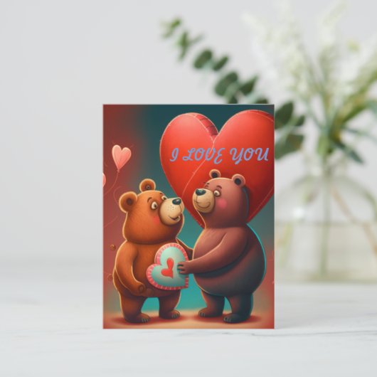 Carte Postale Dessin de Saint Valentin (Debout devant)