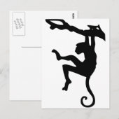 Carte Postale Dessin de singe tournant dans le silhouette de l'a (Devant / Derrière)