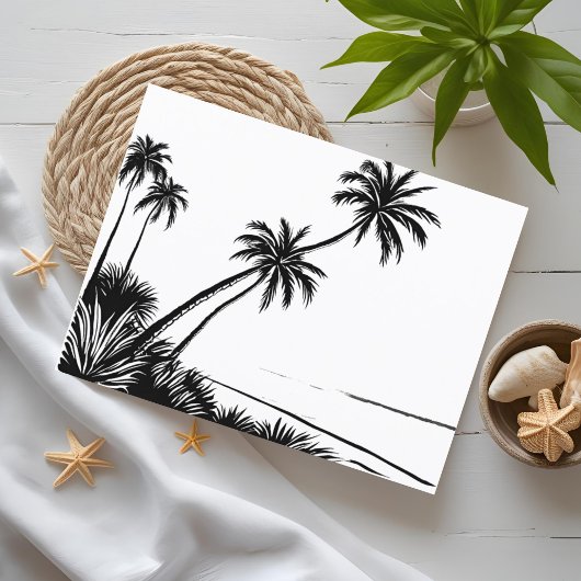 Carte Postale Dessin de stylo de plage de palmiers