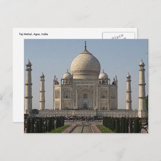 Carte Postale dessin de taj mahal (Devant / Derrière)