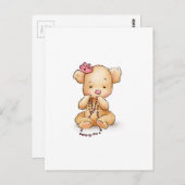 Carte Postale Dessin de Teddy Bear avec perles roses (Devant / Derrière)