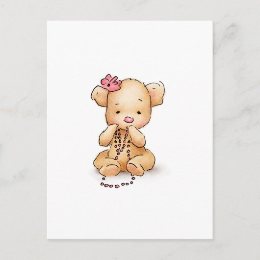 Carte Postale Dessin de Teddy Bear avec perles roses (Devant)
