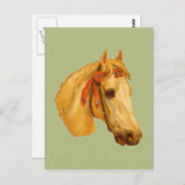 Carte postale Dessin de tête de cheval d'art vinta (Devant / Derrière)
