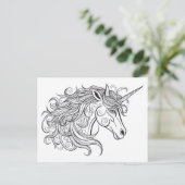 Carte Postale Dessin de tête Unicorne (Debout devant)