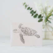 Carte Postale Dessin de tortue de mer côtière (Debout devant)