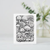 Carte Postale Dessin de trait de champignon Petit (Debout devant)