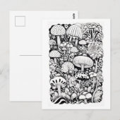 Carte Postale Dessin de trait de champignon Petit (Devant / Derrière)