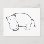 Carte Postale Dessin de trait hippo mignon (Devant)