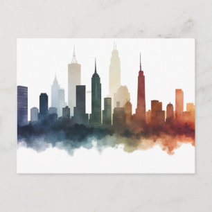 Carte Postale Dessin de ville art aquarelle