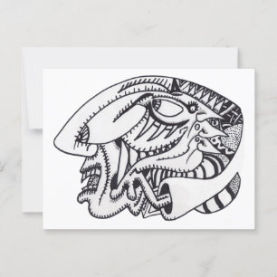 Carte Postale Dessin d'encre à trois aspects