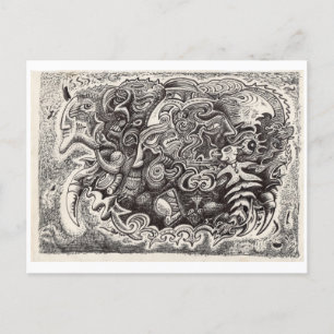 Carte Postale Dessin d'encre de bête hybride