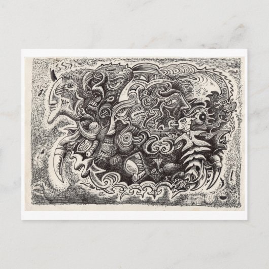 Carte Postale Dessin d'encre de bête hybride (Devant)