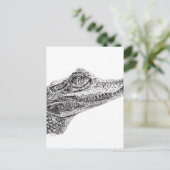Carte Postale Dessin d'encre de crocodile pour bébé (Debout devant)