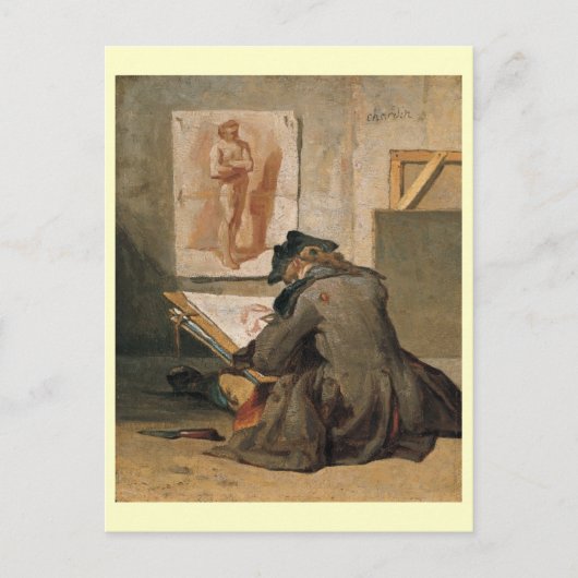 Carte Postale Dessin des jeunes étudiants, Chardin 1738 (Devant)