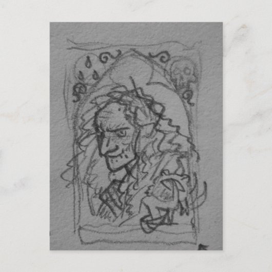 Carte Postale Dessin d'esquisse de sorcière Hag (Devant)