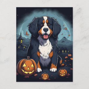 Carte Postale Dessin d'Halloween Bernese Mountain Dog