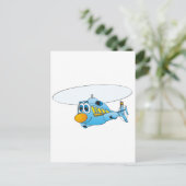 Carte Postale Dessin d'hélicoptère bleu (Debout devant)
