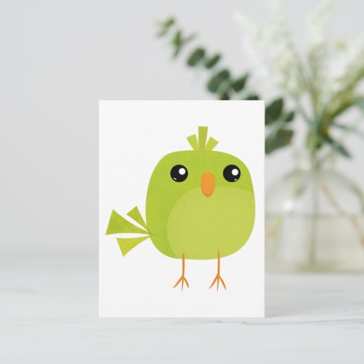 Carte Postale Dessin d'oiseau vert (Debout devant)