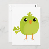 Carte Postale Dessin d'oiseau vert (Devant / Derrière)