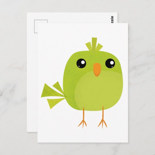 Carte Postale Dessin d'oiseau vert (Devant / Derrière)