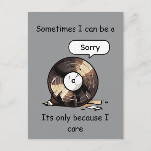 Carte Postale Dessin drôle de disque rayé Désolé parce que je me
