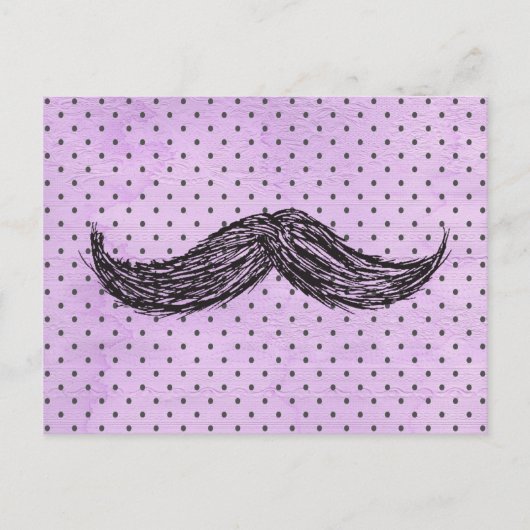 Carte Postale Dessin    DrôleMoustache Avec Pois Violets (Devant)