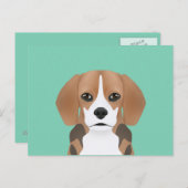 Carte Postale Dessin du beagle (Devant / Derrière)