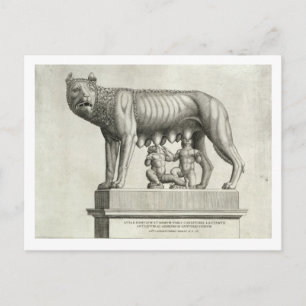 Carte Postale Dessin du bronze étrusque de la si-loup-elle