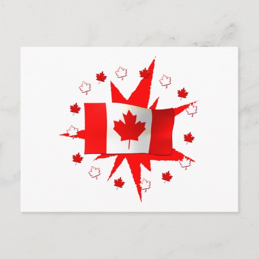 Carte Postale Dessin du drapeau canadien (Devant)