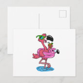 Carte Postale Dessin du Flamant rose d'été | choisir la couleur  (Devant / Derrière)