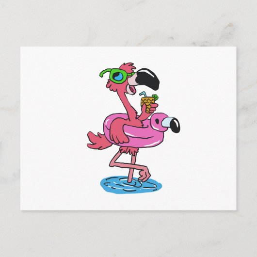 Carte Postale Dessin du Flamant rose d'été | choisir la couleur  (Devant)