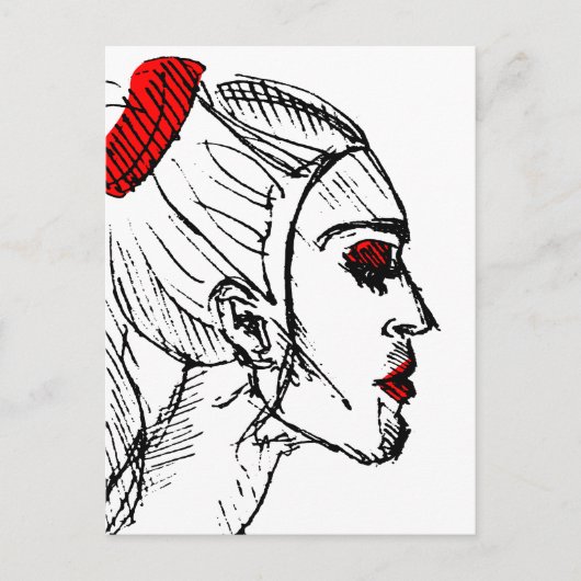 Carte Postale Dessin du modèle mode (Devant)