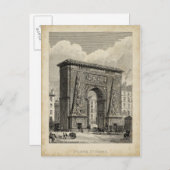 Carte Postale Dessin du monument de la Porte Saint-Denis (Devant / Derrière)