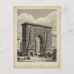 Carte Postale Dessin du monument de la Porte Saint-Denis