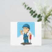 Carte Postale Dessin du technicien ou réparateur (Debout devant)