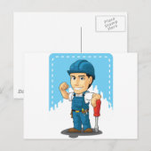 Carte Postale Dessin du technicien ou réparateur (Devant / Derrière)